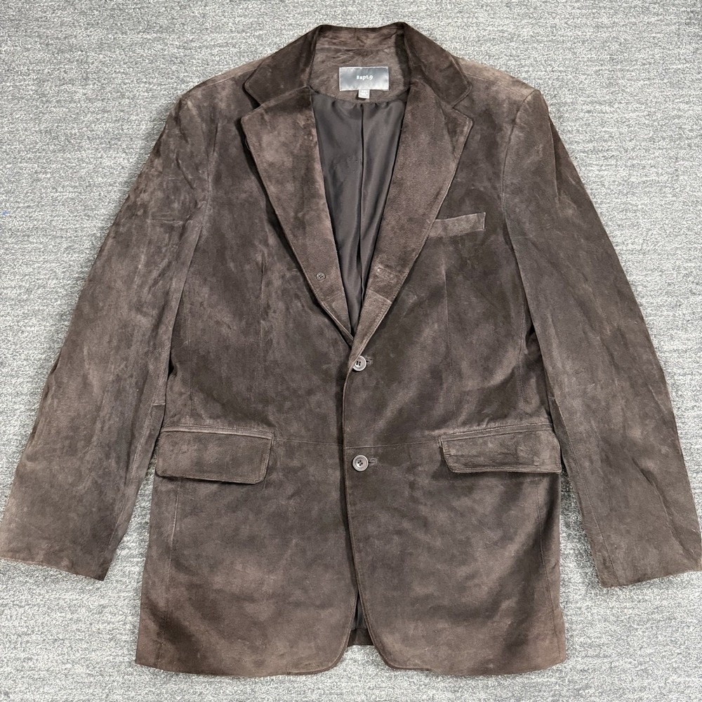 Apt 9 Leather Blazer Men 42L Brown Suede 3 Button Sport Coat Western Cowboy